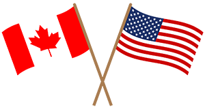 canadian and american flag